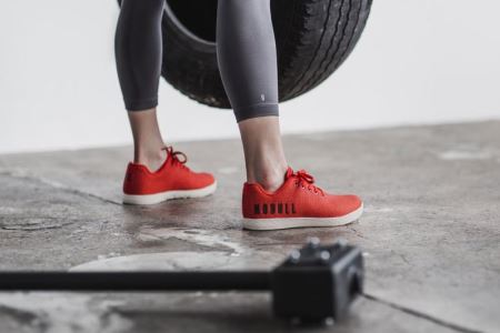 NOBULL Red Heather Trainer - Sneakersy Damskie Czerwone | PL-oOsDxh5